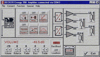 Becker Energy 350 computer set-up example.