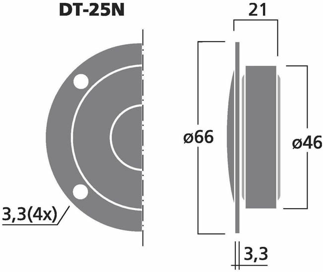 Monacor DT-25N Dimensions.