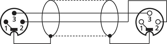 Monacor Stage Line MECN100RT / MECN100SW balanced XLR cable wiring diagram.