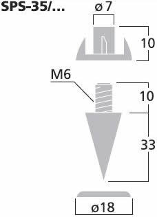 Monacor speaker spikes SPS35SC dimension diagram (approx.)