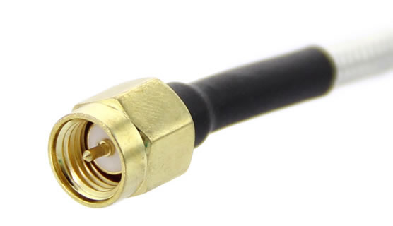 SMA Male to Male 6 GHz Semi-Flexible Cable RG402 10cm - End View