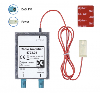 Professional FM and DAB Antenna Amplifier with FAKRA Adaptors