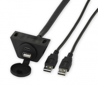 Dual USB / USB-C Socket Extension Cable