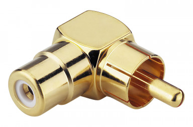 Right Angled RCA Phono Plug to RCA Socket Adapter