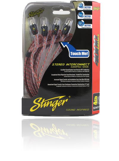 Stinger Series 4000 audiophile 4 channel RCA cables.