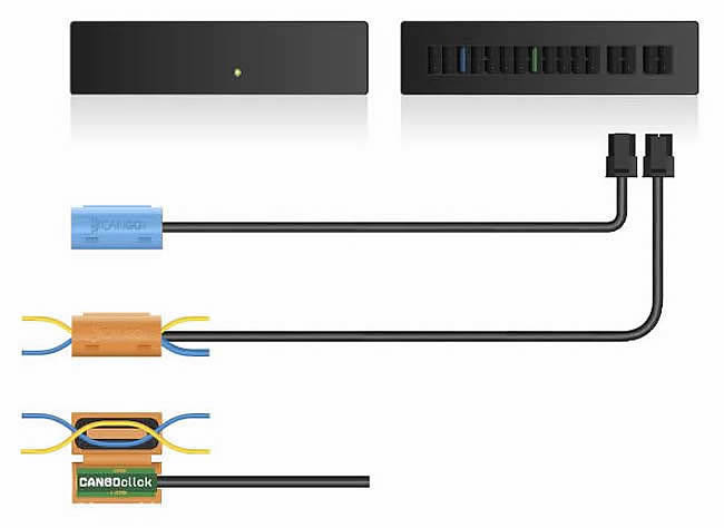 Connection with the CANGO FMS device, can also be used with other systems. (Colours can vary, main unit not included.)