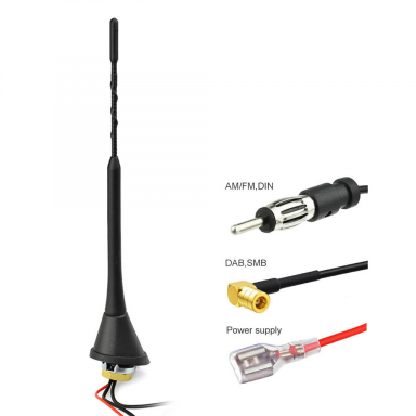 Amplified Whip Aerial DAB AM FM Roof Mount