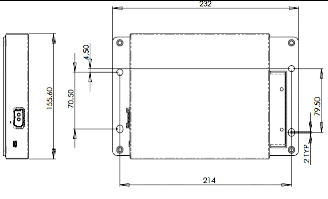 mObridge MOST25 Amplifier Dimensions (approx.) 