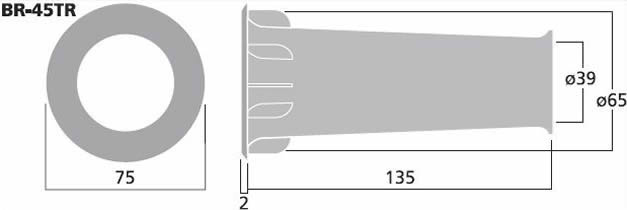 Monacor BR-45TR tuning port dimensions.