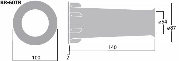 Monacor BR-60 TR tuning port / vent dimensions (approx.)