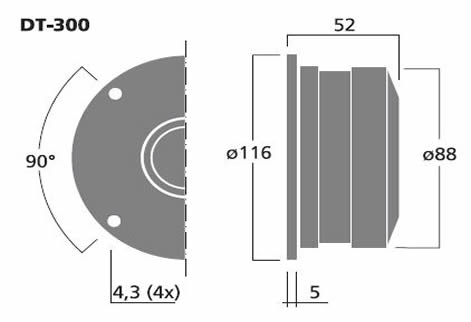 Monacor DT300 Dimensions.