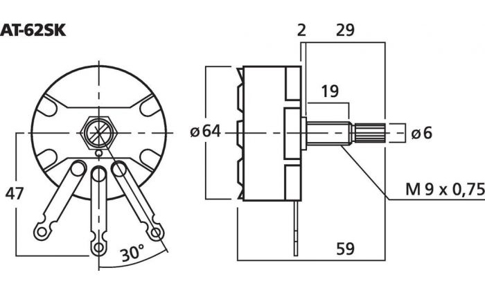 Monacor AT62SK L-Pad Attenuator dimensions (approx.) 