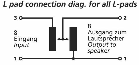 Monacor L-Pad level control LP-100/8 - connection diagram.