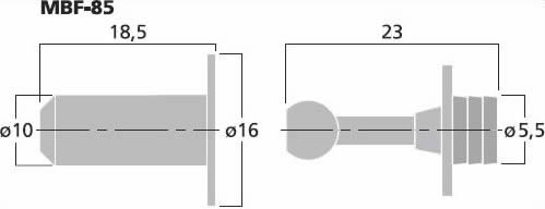 Monacor MBF-85 grille clip dimensions (approx.)