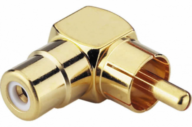 Right Angled RCA Plug to RCA Socket Adapter