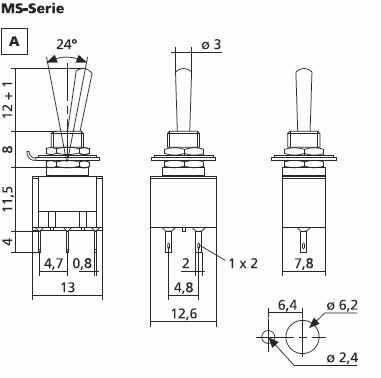 MS520 Dimensions - Note diagrams may also represent various other switch configurations.