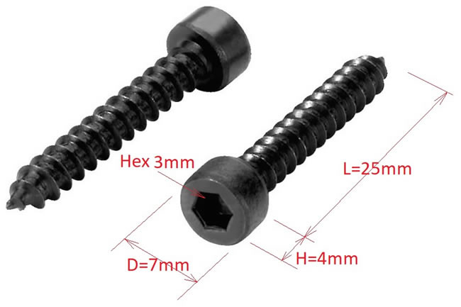 Monacor MZF8616 hex head screw dimensions (approx.)