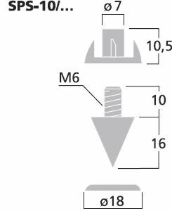 Monacor speaker spikes SPS10GO dimension diagram (approx.)