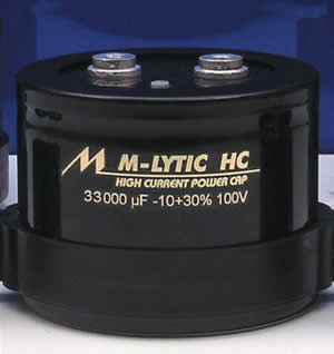 Example of a Mundorf M-Lytic High Current capacitor.