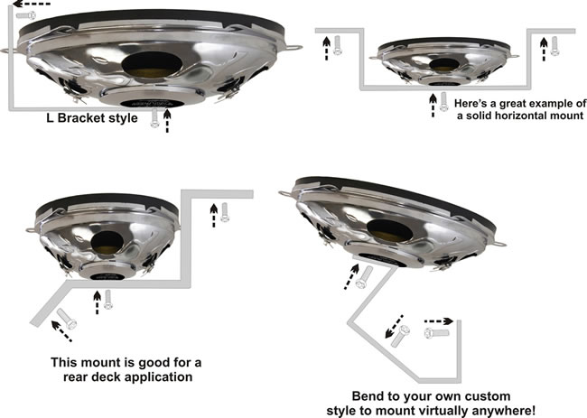 RetroSound Universal Mounting Bracket - examples (speakers not included).