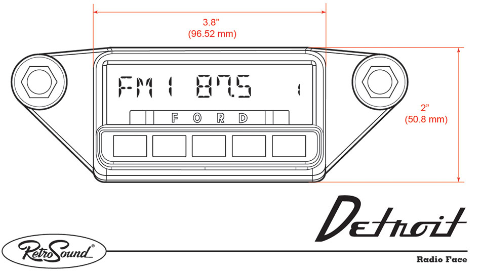 RetroSound Detroit Face Dimensions (Approx.)