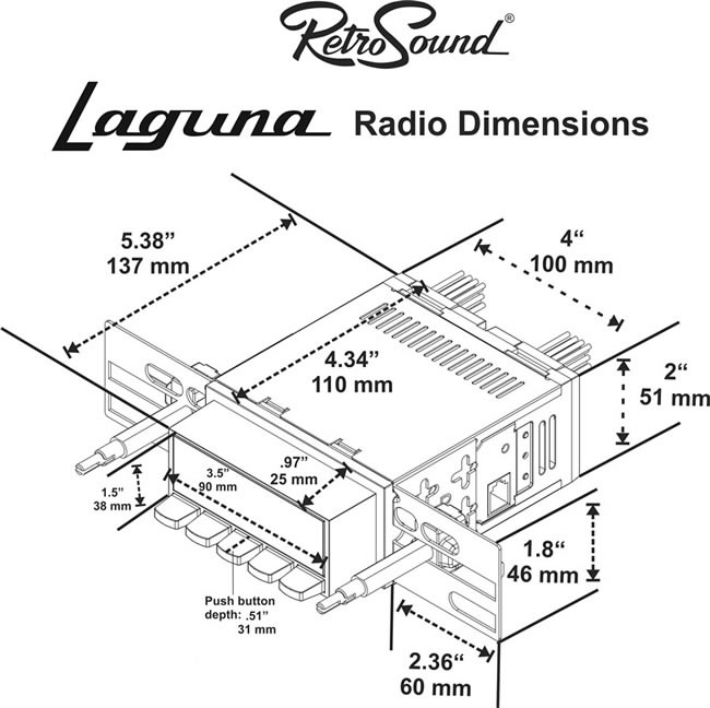 Retrosound Laguna Dimensions (approx.) 