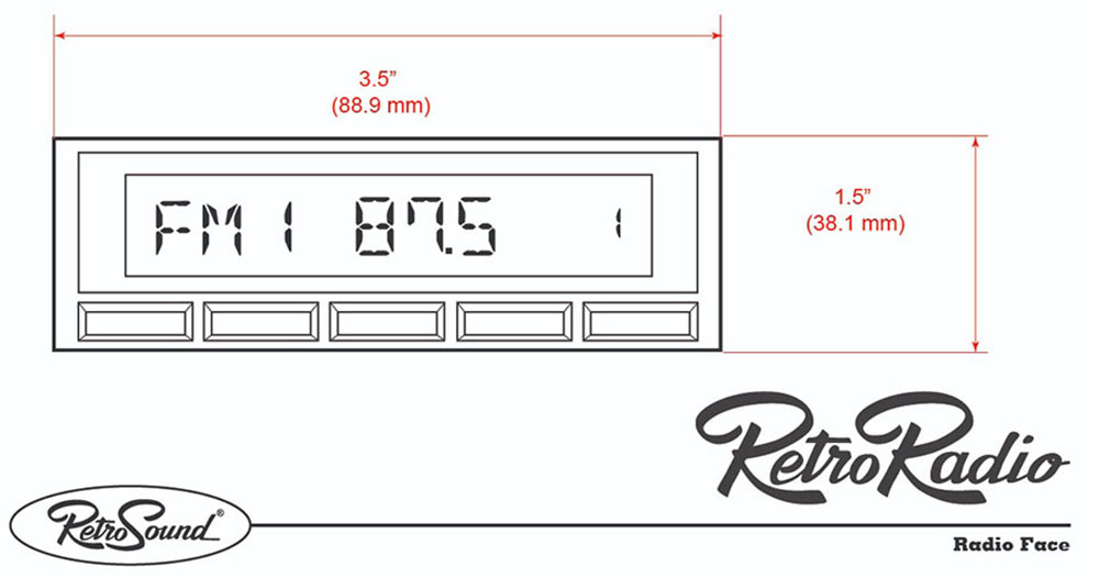 RetroRadio Front Panel Dimensions (Approx.)