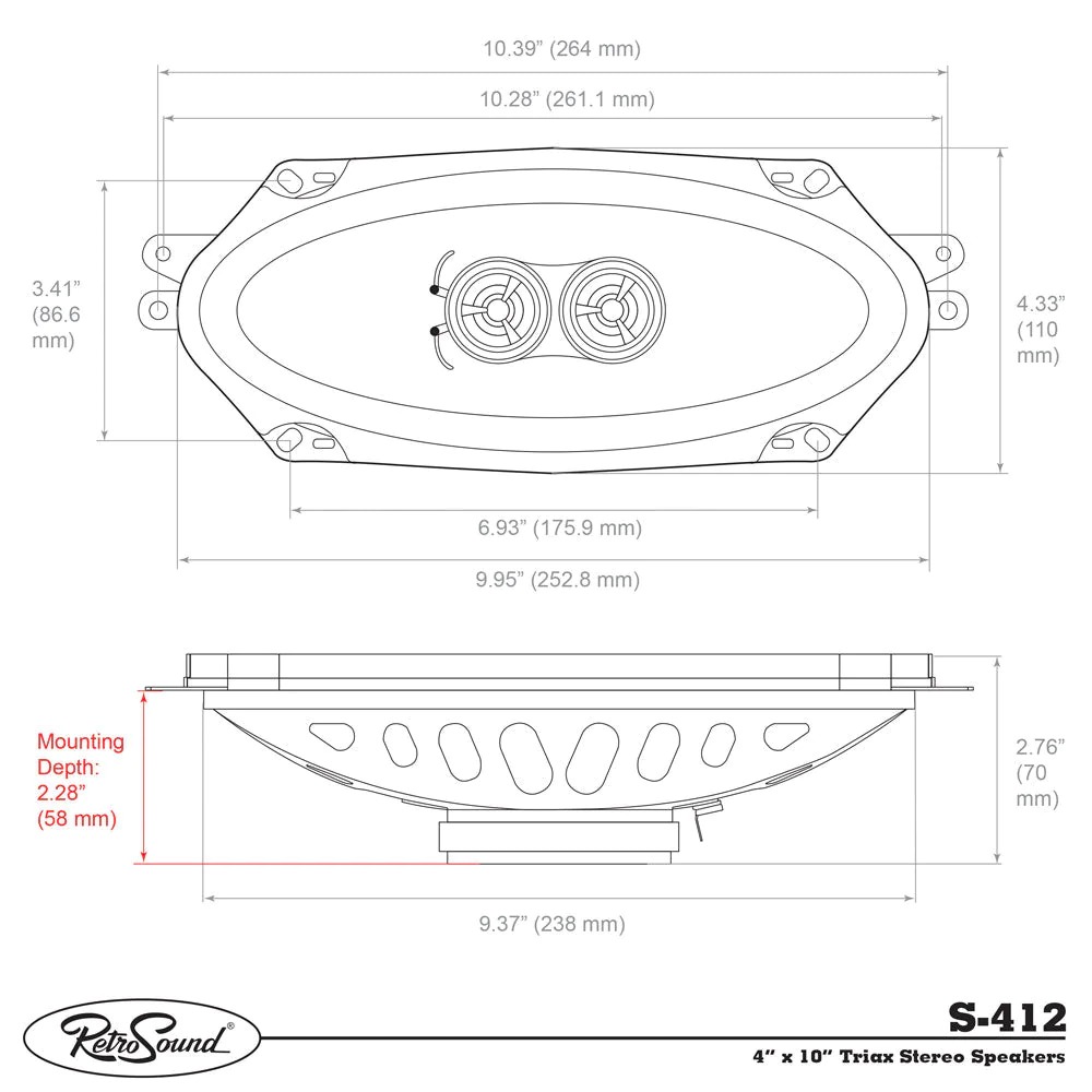 Dimensions S-412 Retrosound Stereo 4x10 Inch Speakers