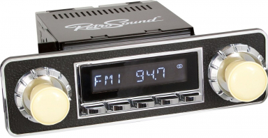 RetroSound Radio VW Beetle 1968-1985 with Ivory Knobs Black Chrome Style