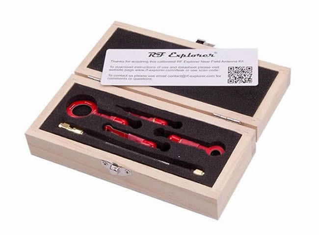 RF Explorer Near Field Antenna kit and cable in box.