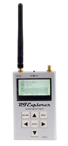 RF Explorer Rubber Duck 5.8GHz SMA Articulated Aerial shown with RF Explorer (available separately).