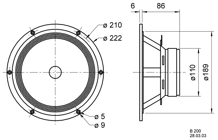 Loudspeaker Driver Dimensions and Measurements - all dimensions in mm (approx.)