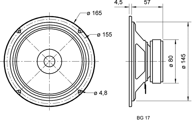 Loudspeaker Driver Dimensions and Measurements - all dimensions in mm (approx.)