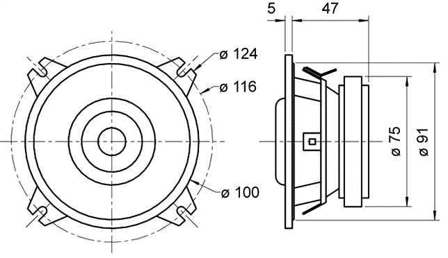 Loudspeaker Driver Dimensions and Measurements - all dimensions in mm (approx.)