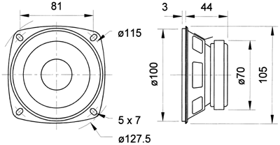 Loudspeaker Driver Dimensions and Measurements - all dimensions in mm (approx.)