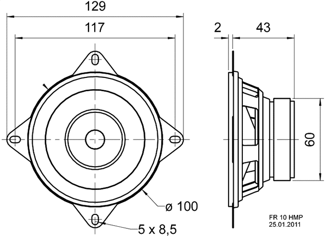 Loudspeaker Driver Dimensions and Measurements - all dimensions in mm (approx.)