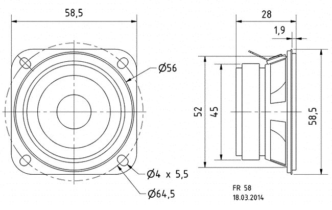 Loudspeaker Driver Dimensions and Measurements - all dimensions in mm (approx.)