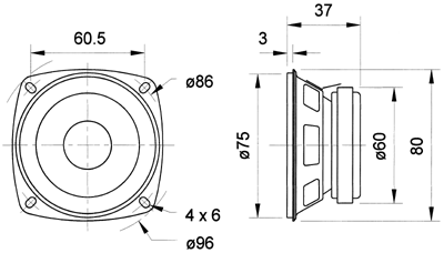 Loudspeaker Driver Dimensions and Measurements - all dimensions in mm (approx.)