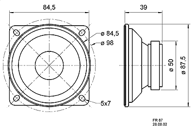 Loudspeaker Driver Dimensions and Measurements - all dimensions in mm (approx.)