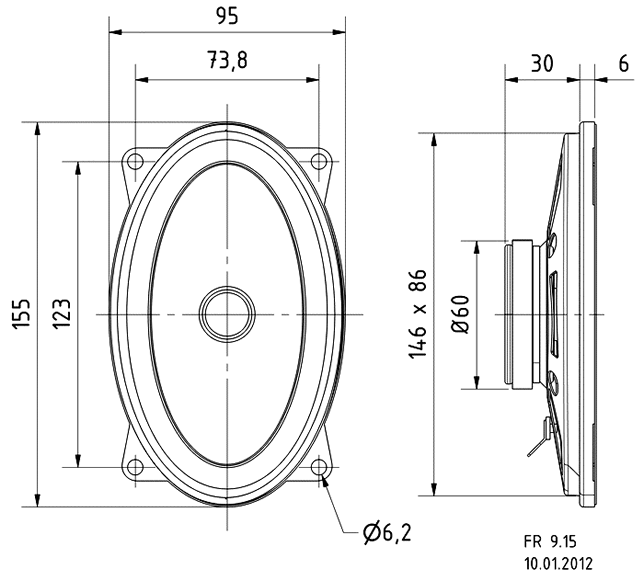 Loudspeaker Driver Dimensions and Measurements - all dimensions in mm (approx.)