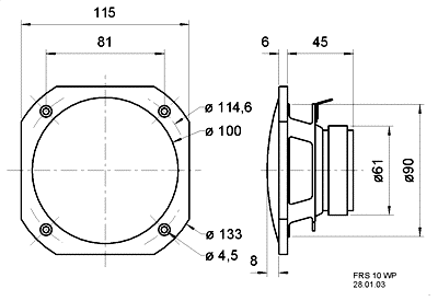 Loudspeaker Driver Dimensions and Measurements - all dimensions in mm (approx.)