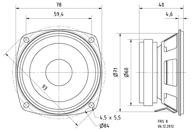 Loudspeaker Driver Dimensions and Measurements - all dimensions in mm (approx.)