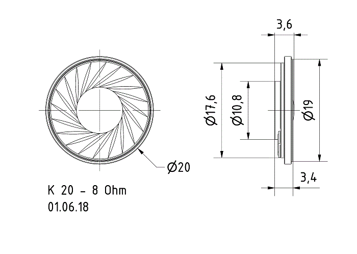 Visaton K20 - 8 Ohm Dimensions