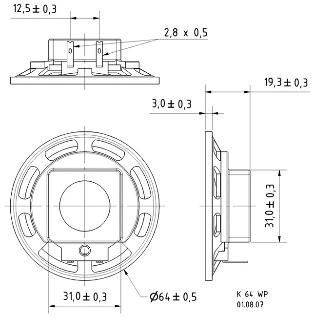 Loudspeaker Driver Dimensions and Measurements - all dimensions in mm (approx.)