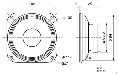 Loudspeaker Driver Dimensions and Measurements - all dimensions in mm (approx.)