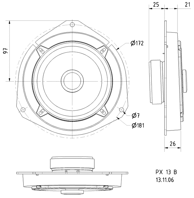 Loudspeaker Driver Dimensions and Measurements - all dimensions in mm (approx.)