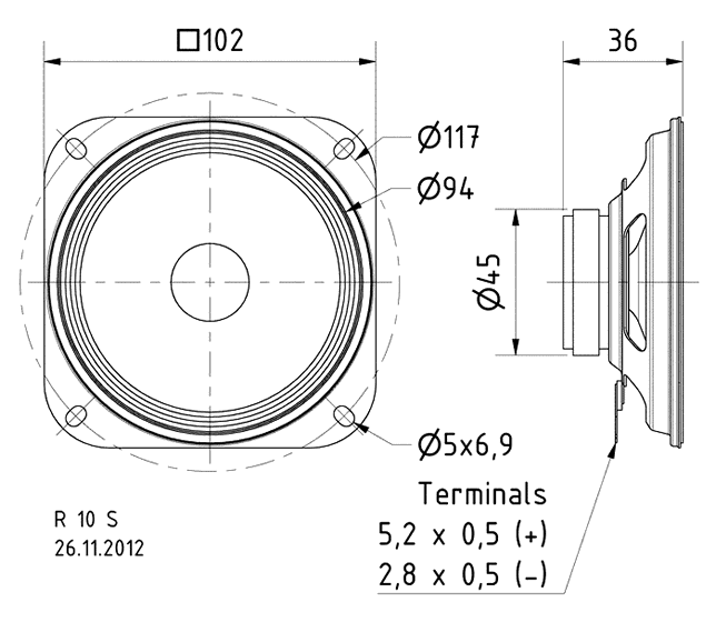 Loudspeaker Driver Dimensions and Measurements - all dimensions in mm (approx.)