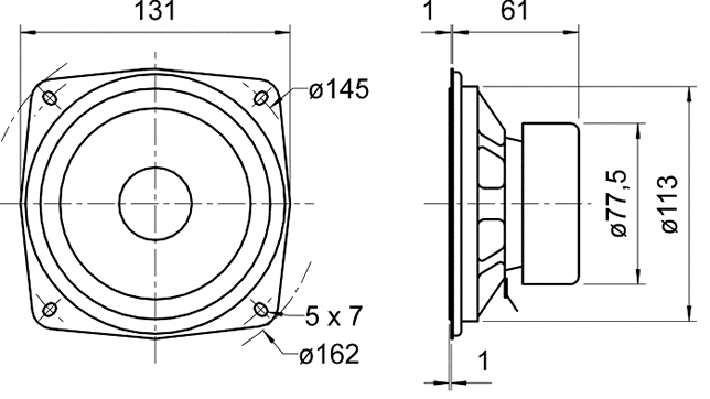 Loudspeaker Driver Dimensions and Measurements - all dimensions in mm (approx.)