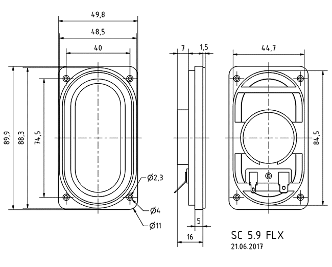 Loudspeaker Driver Dimensions and Measurements - all dimensions in mm (approx.)