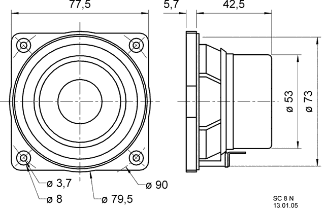 Loudspeaker Driver Dimensions and Measurements - all dimensions in mm (approx.)